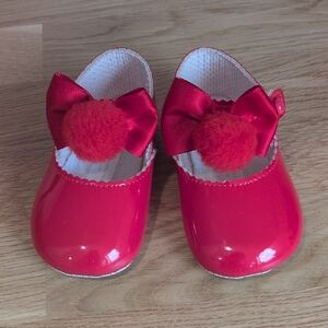 Baypods Red Baby Shoes with Bow and Pom Pom